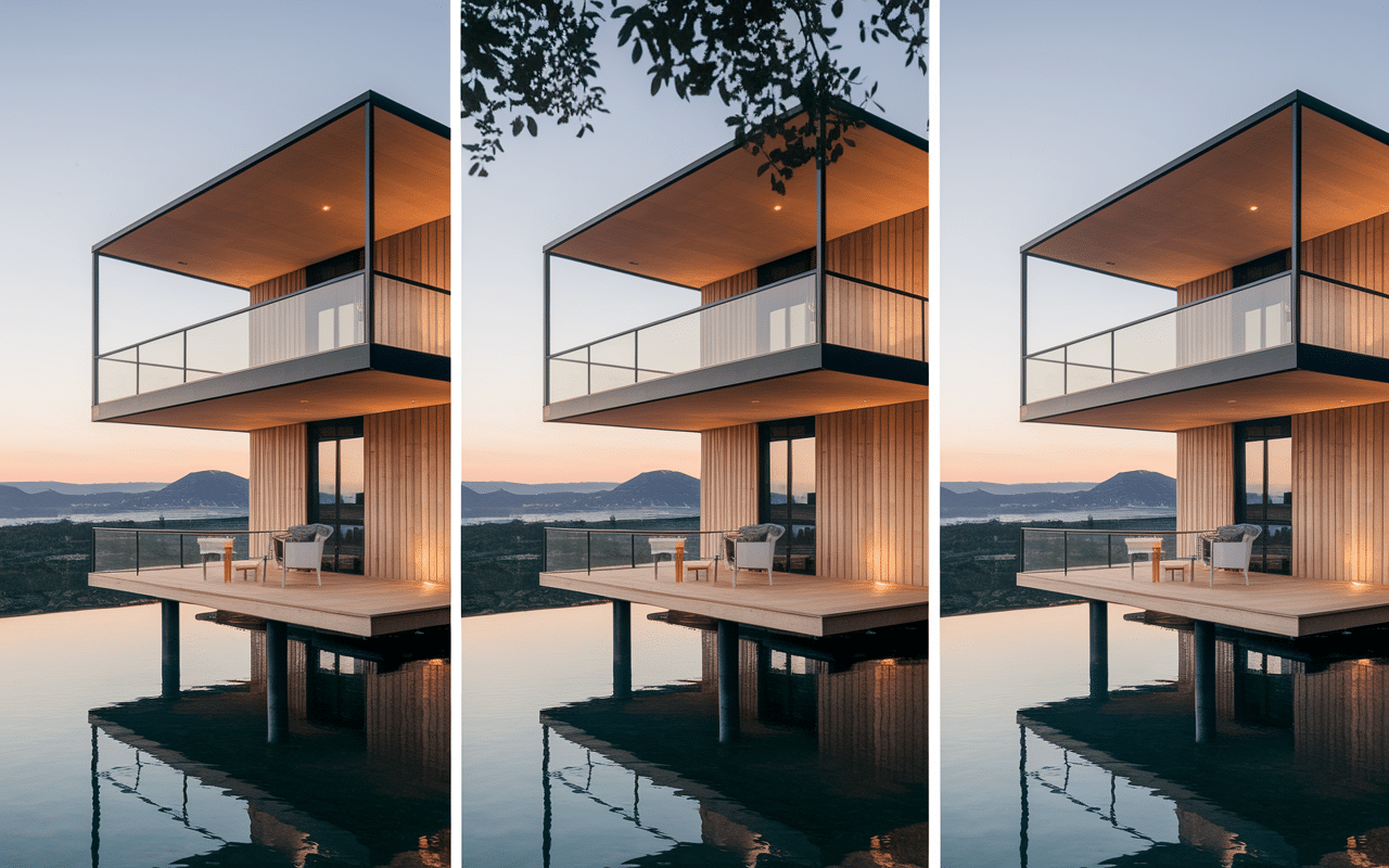 Comparaison visuelle terrasses sur pilotis