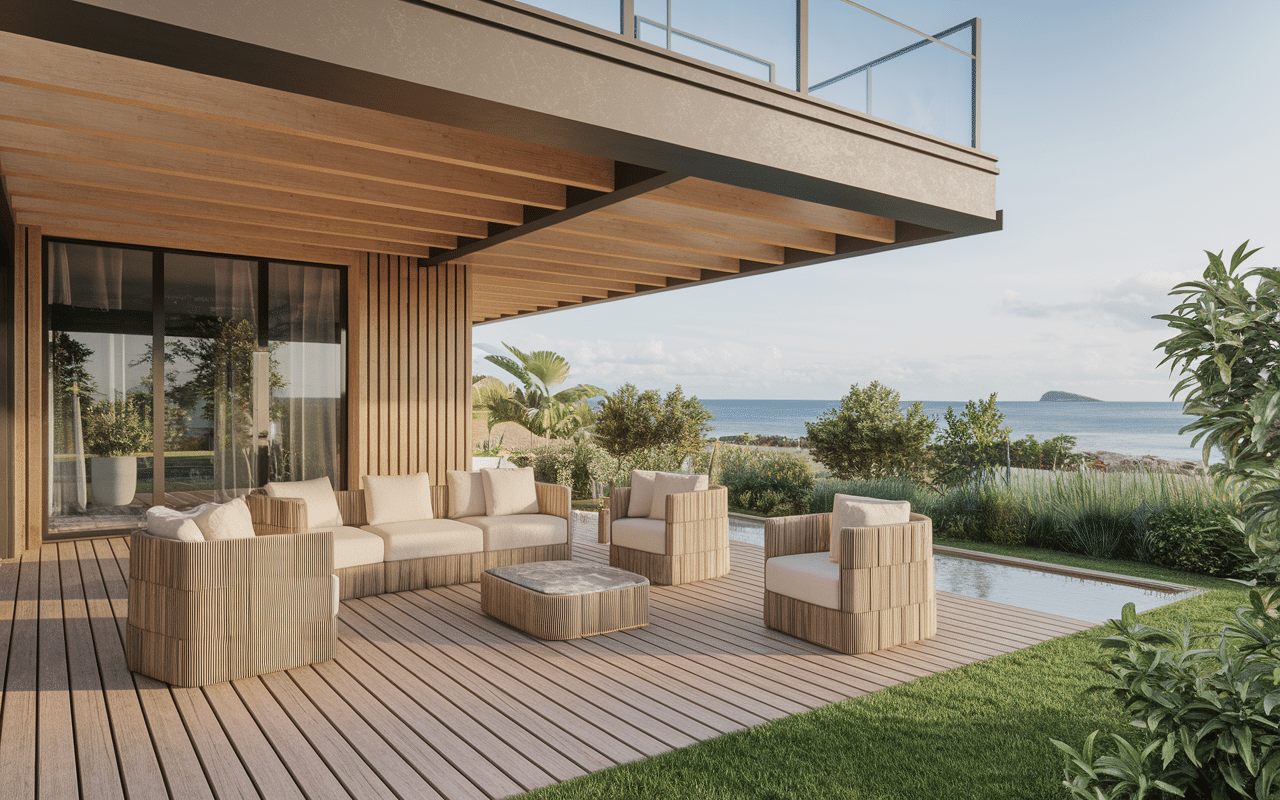 Éclaté technique terrasse sur pilotis