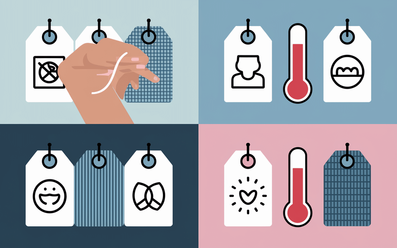 étiquettes vêtements sous loupe basse température