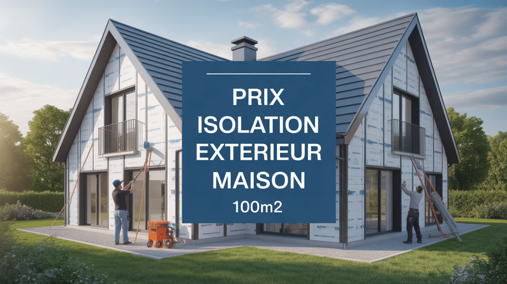 Maison avec échafaudages et isolation en cours