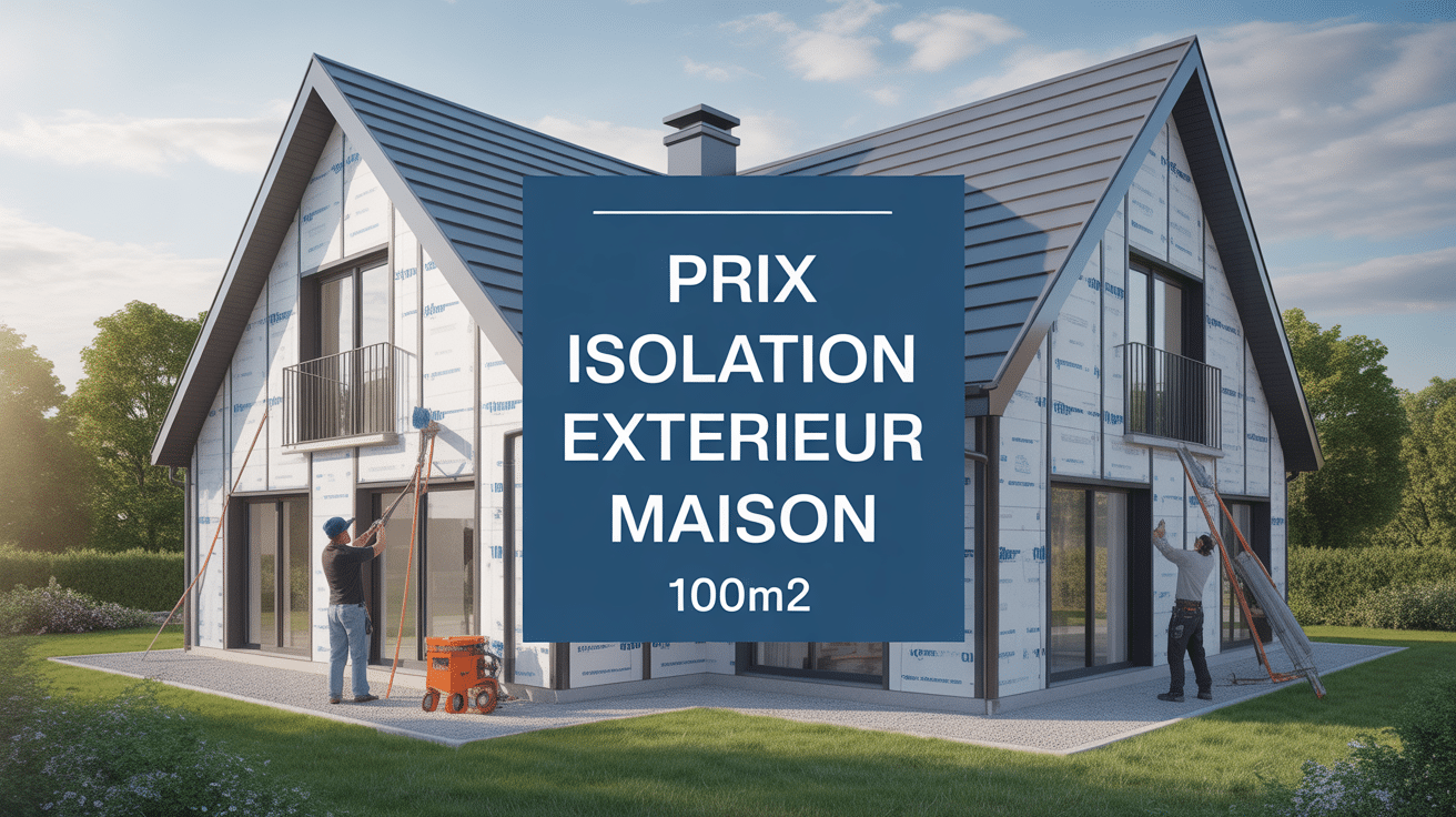 Maison avec échafaudages et isolation en cours