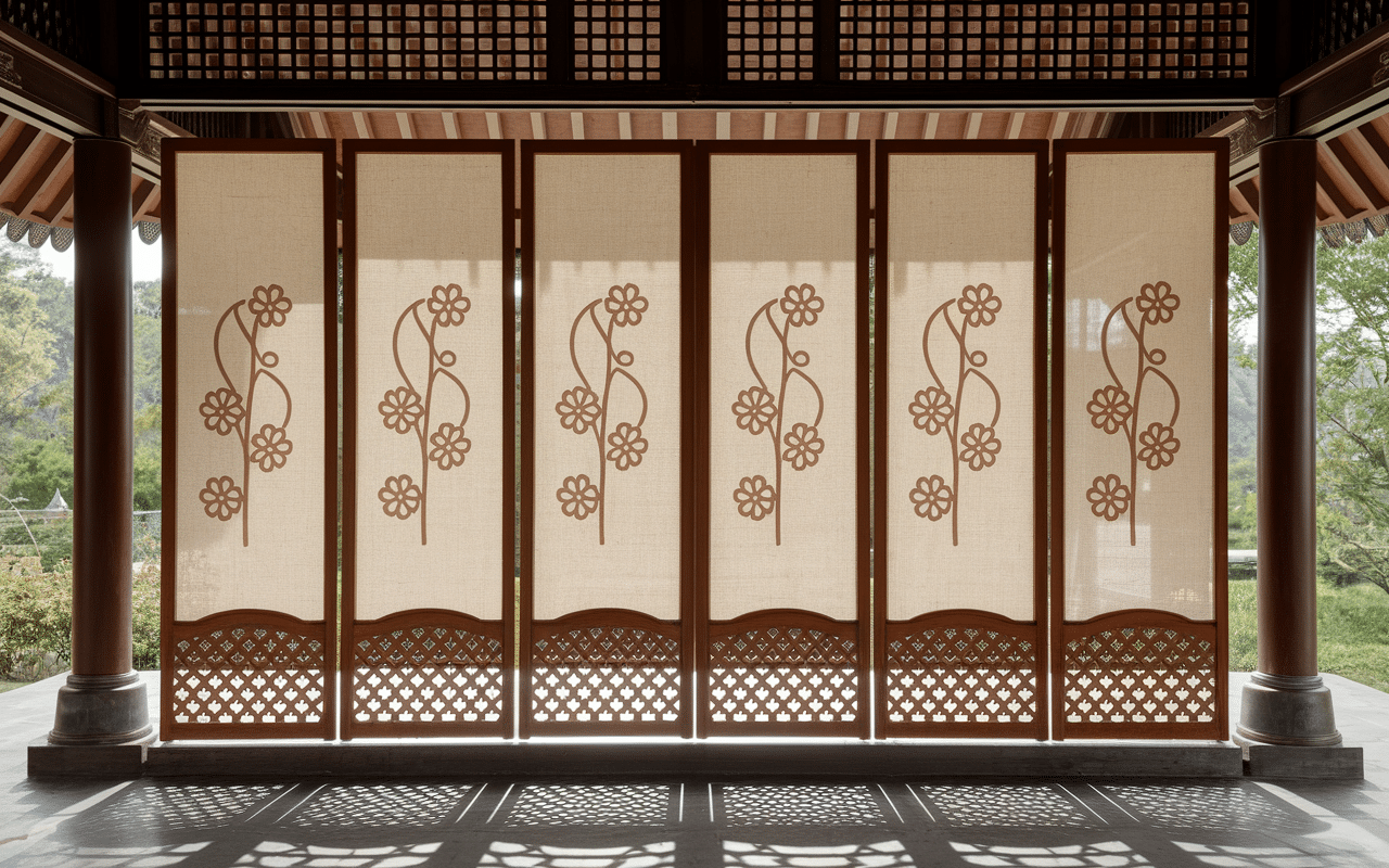 Rideau japonisant noren panneau fendu