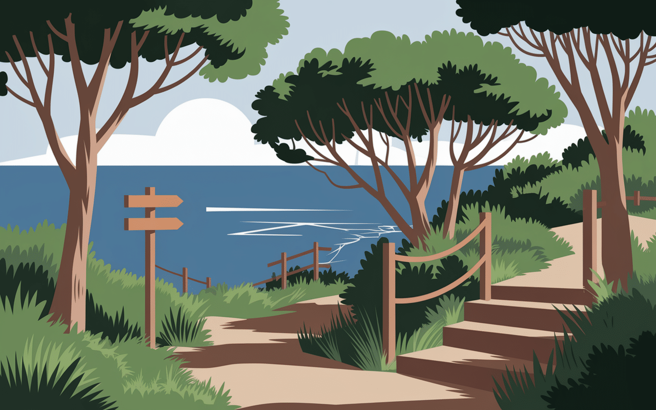 Sentier et parking plage du canadel