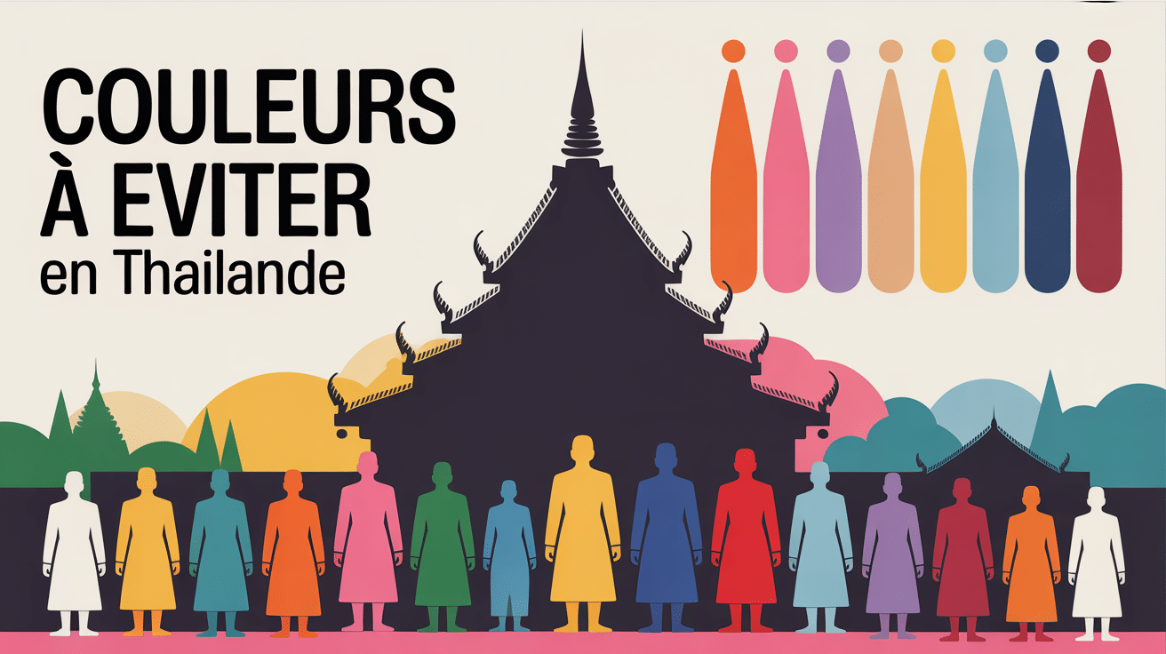Temple et silhouettes couleur à éviter en Thaïlande