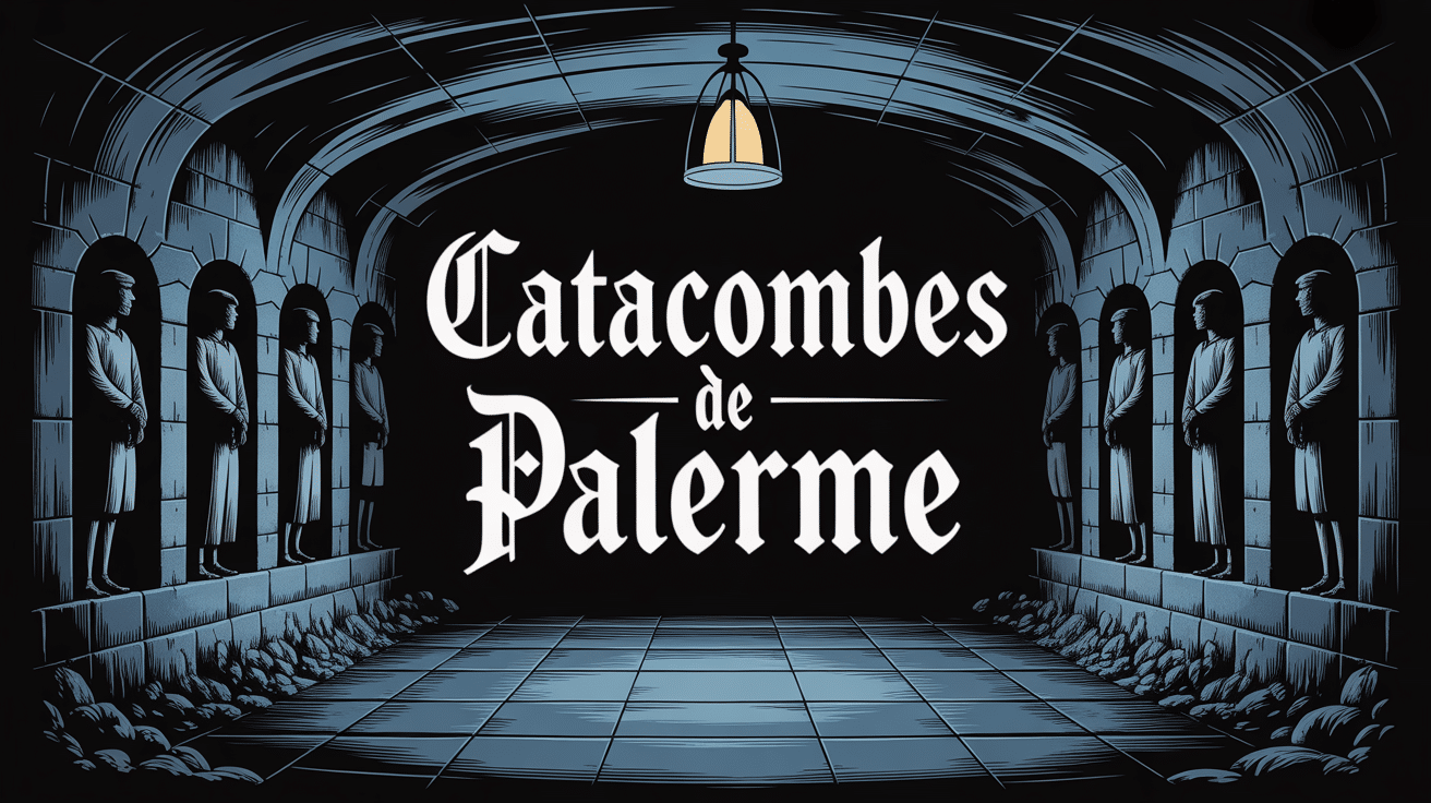 Catacombes Palerme corridor avec momies et chandelles