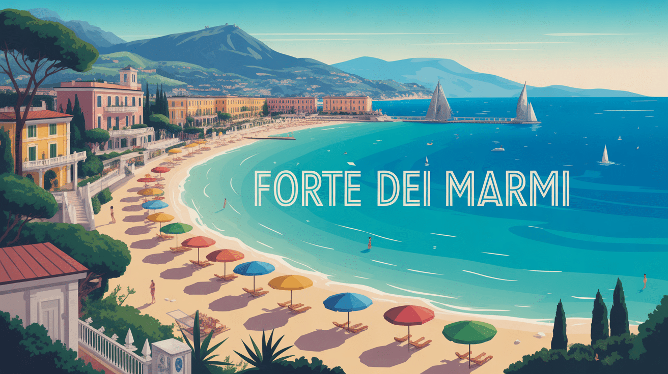 Vue panoramique forte dei marmi plage villas montagnes