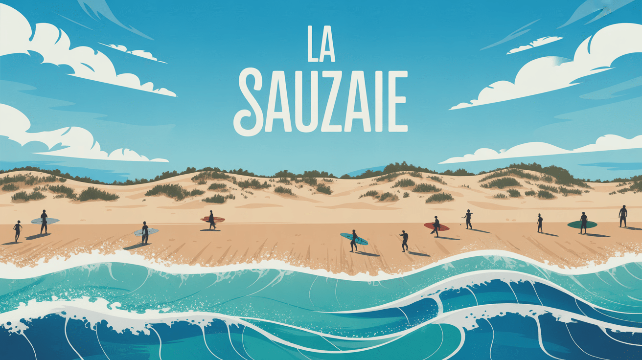 Vue panoramique La Sauzaie surf vagues dunes