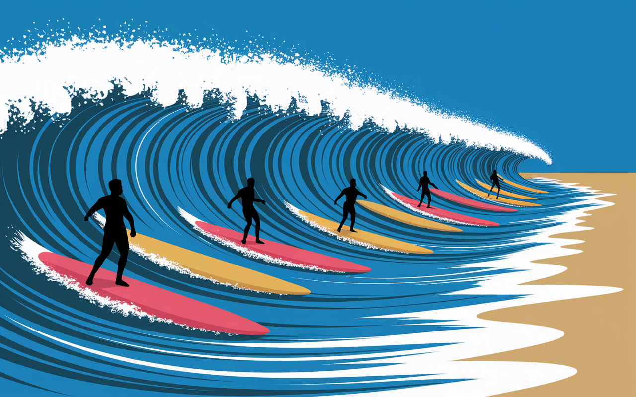 Surfeurs sur vagues La Sauzaie Vendée