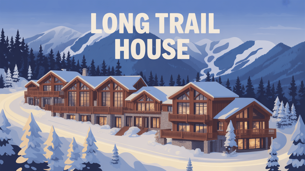 long trail house vue aerienne chalets bois ski