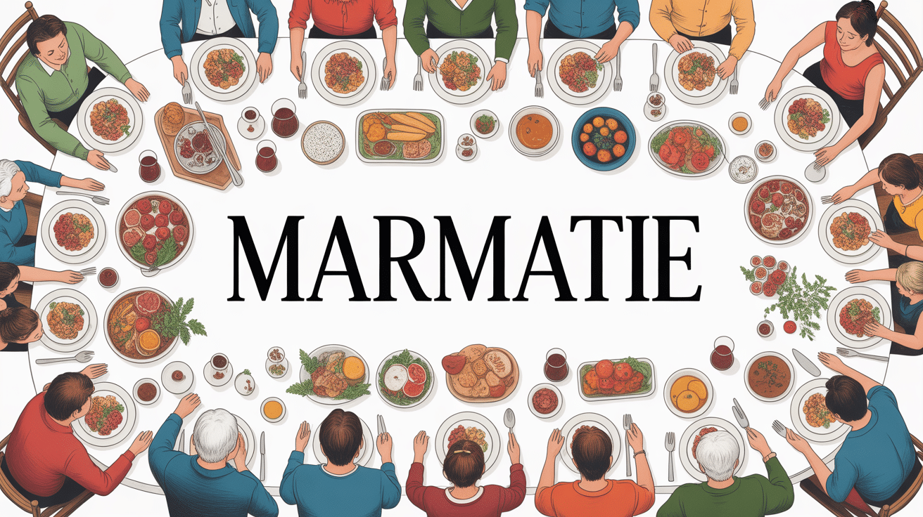 Illustration marmatie table famille repas chaleureux