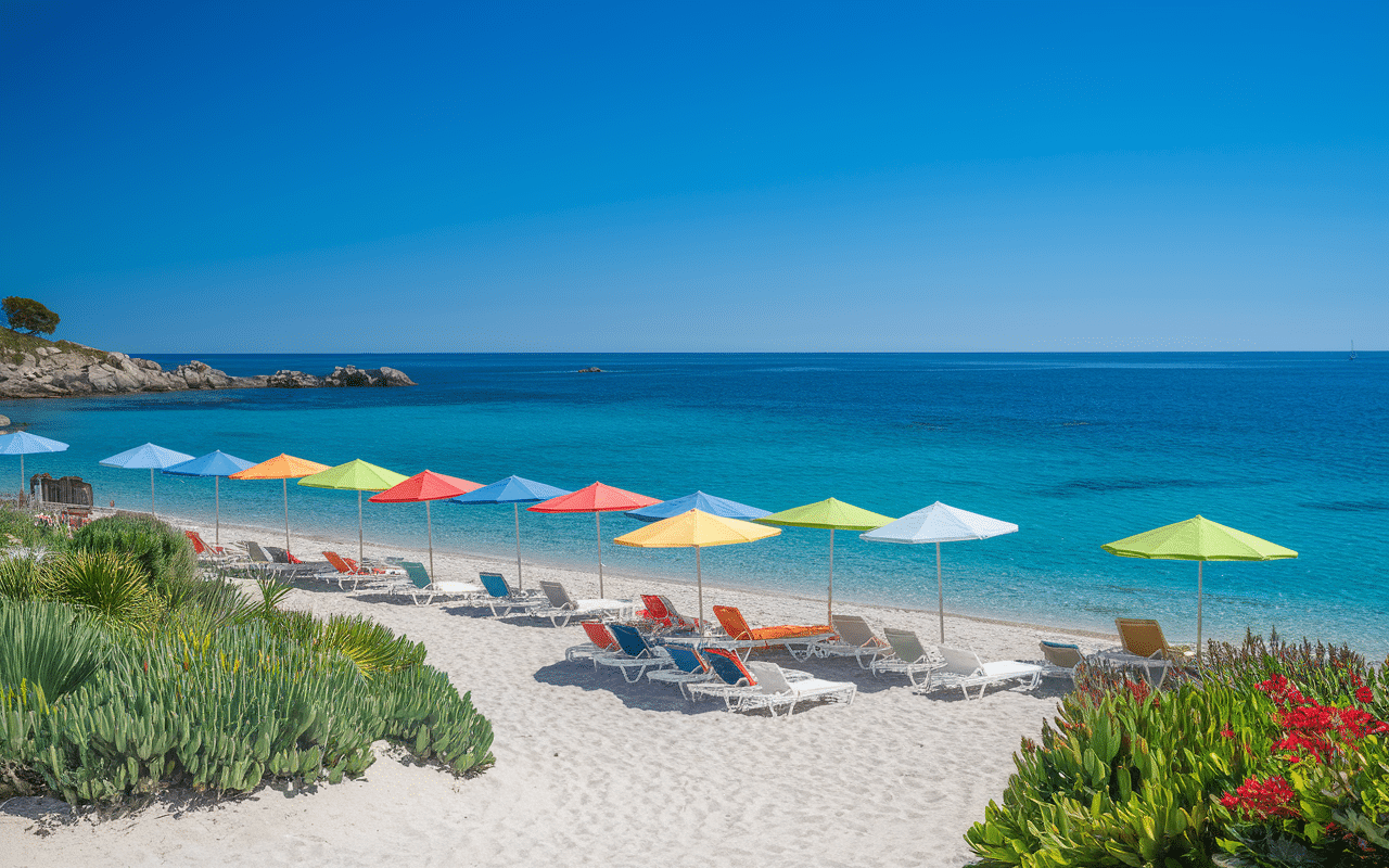 Plage porto cervo sable eaux turquoise vacances