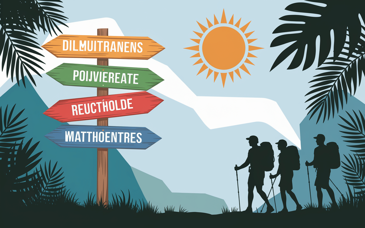 Panneau direction, carte sentiers, randonnée Guadeloupe