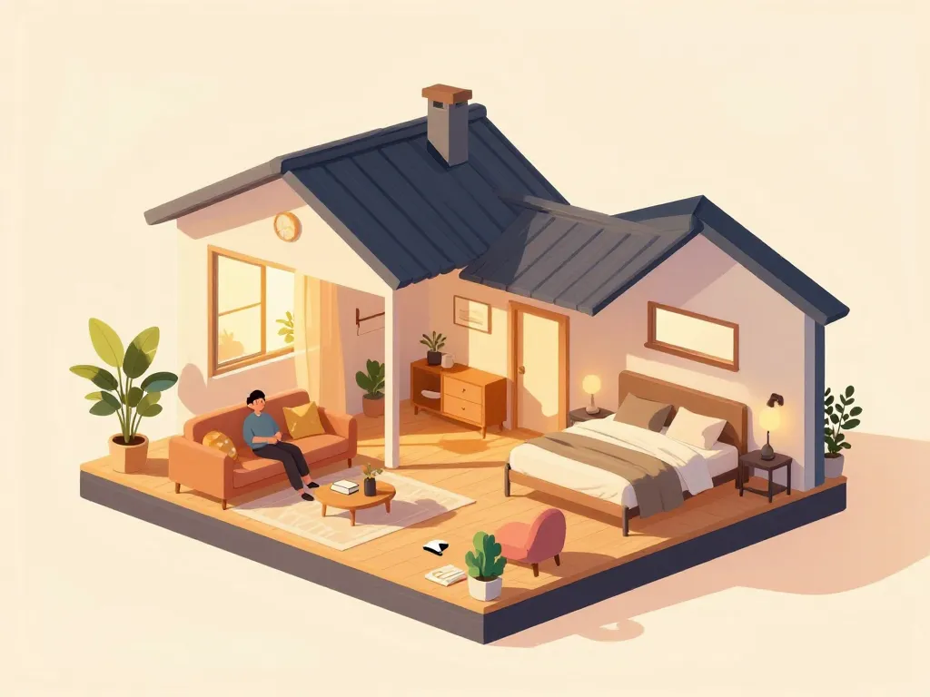 scène maison exposition nord ouest lumière douce