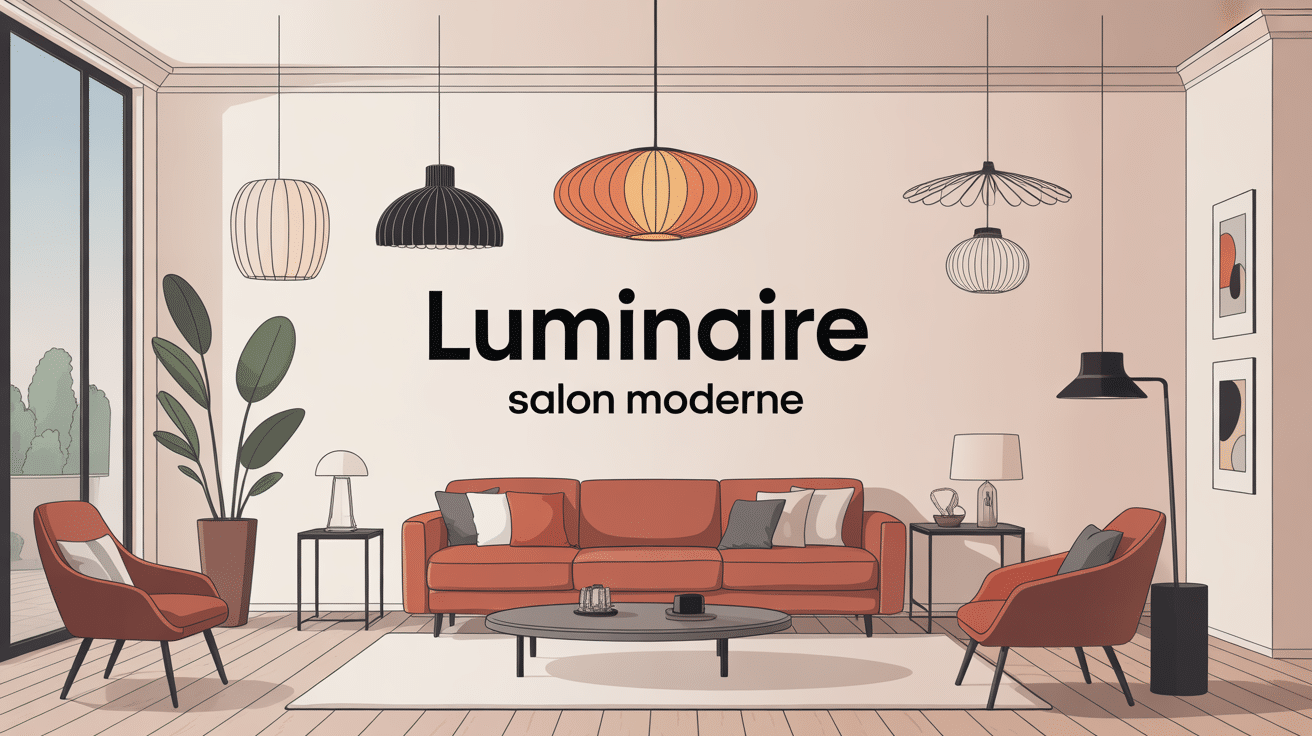 Salon moderne avec luminaires design et ambiance chaleureuse