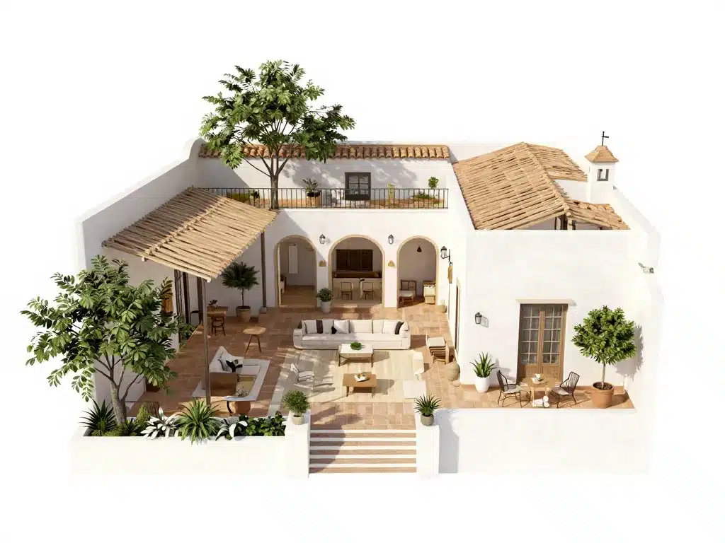 Organisation intérieure maison espagnole patio et terrasses