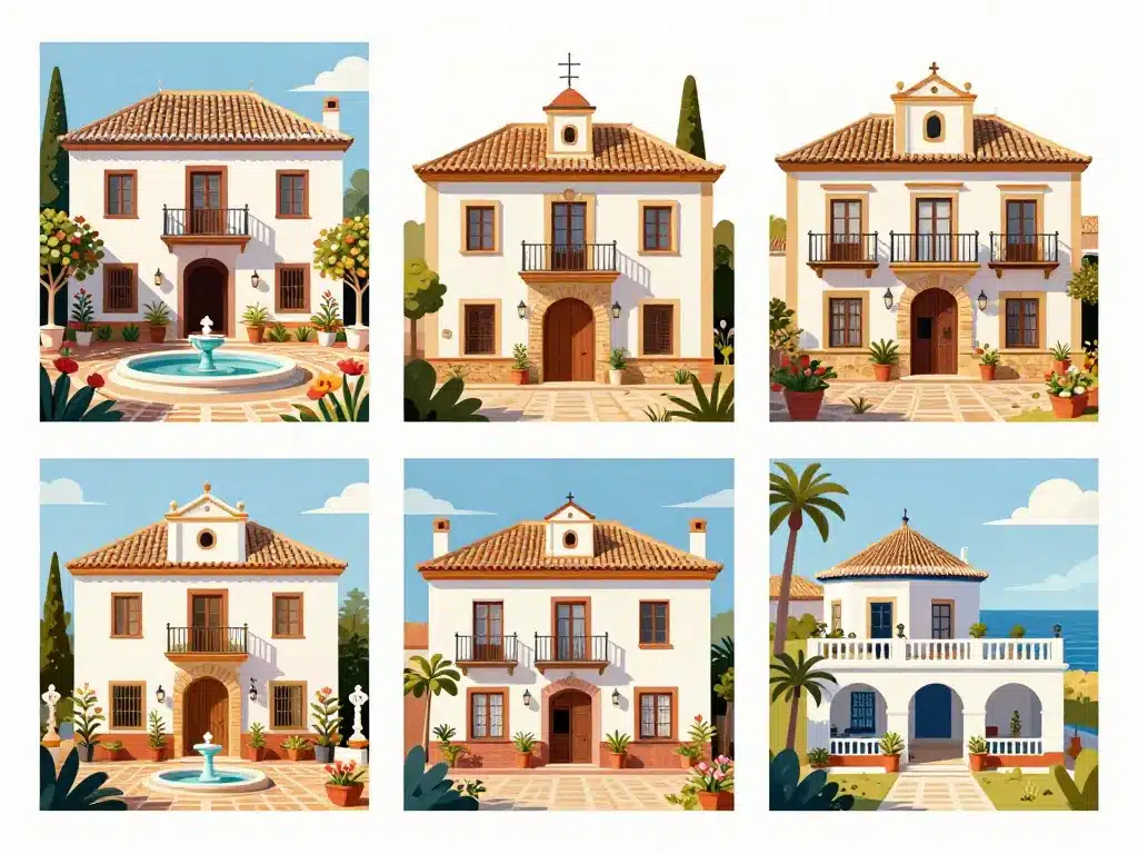 Maisons espagnoles styles régionaux côte et village