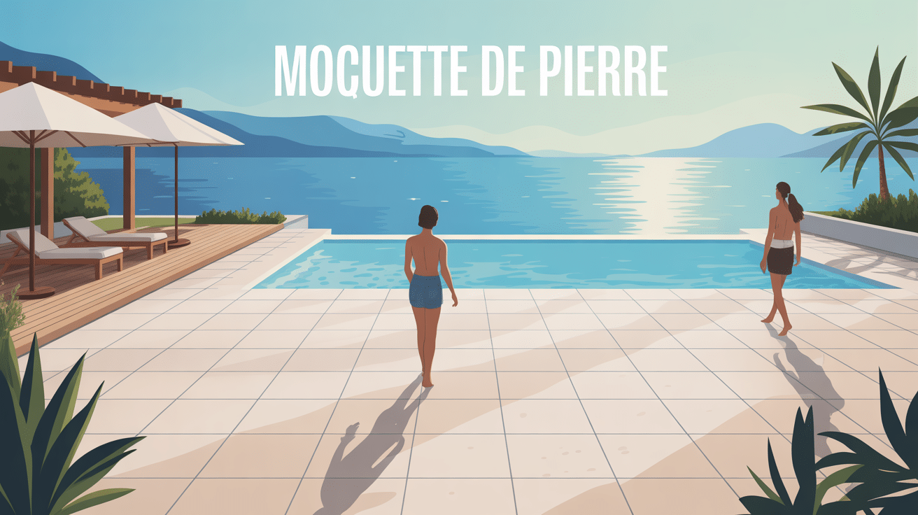 moquette de pierre avantage et inconvénient terrasse piscine moderne