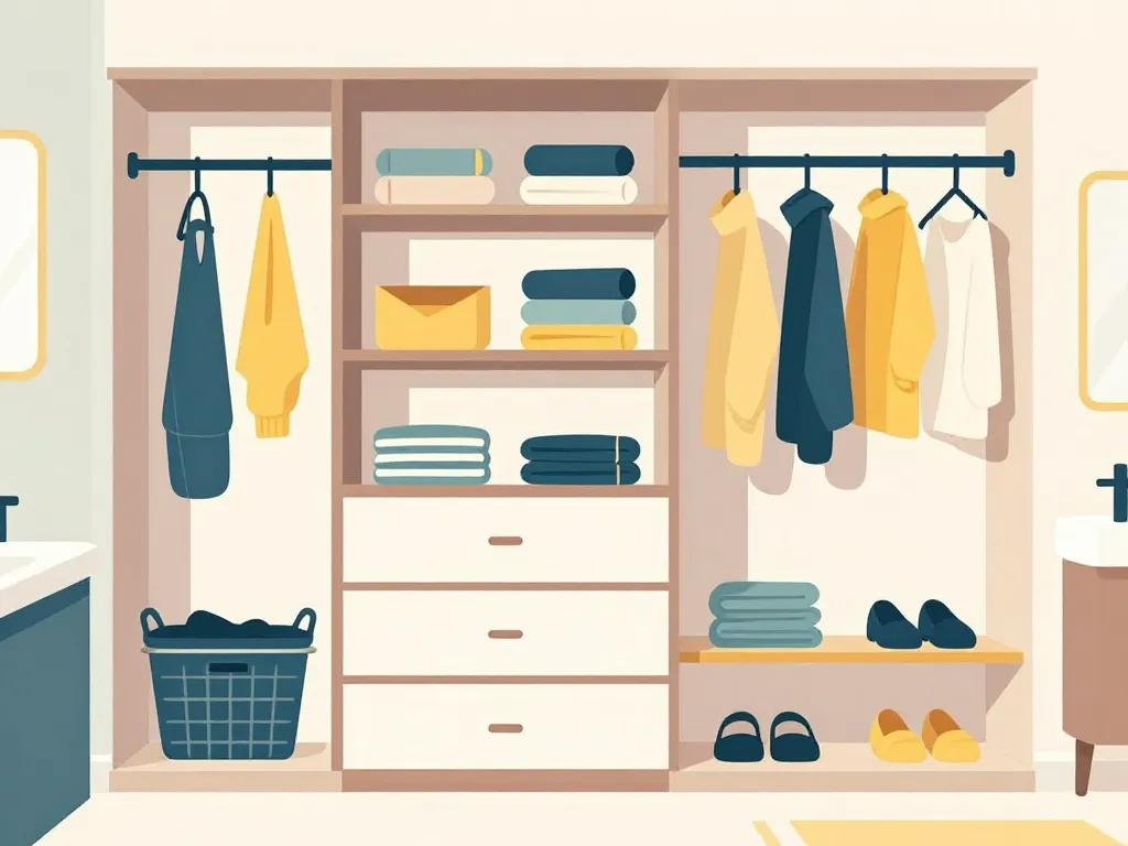 Rangement dressing dans salle de bain esthétique