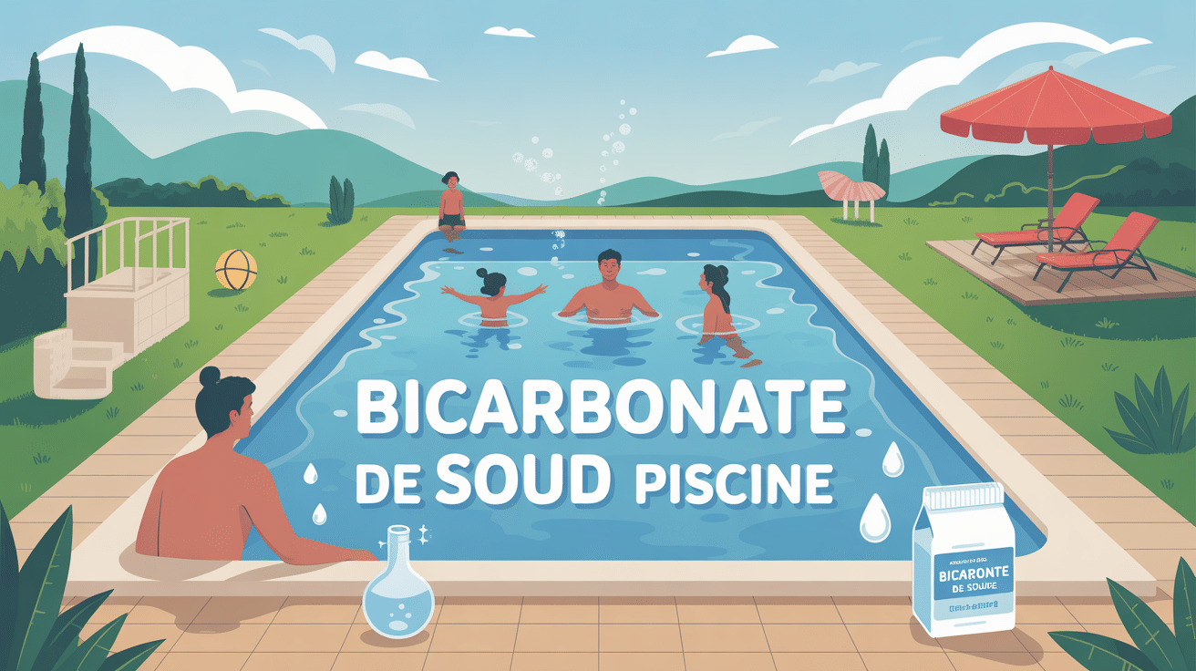 illustration piscine et bicarbonate de soude pour entretien naturel