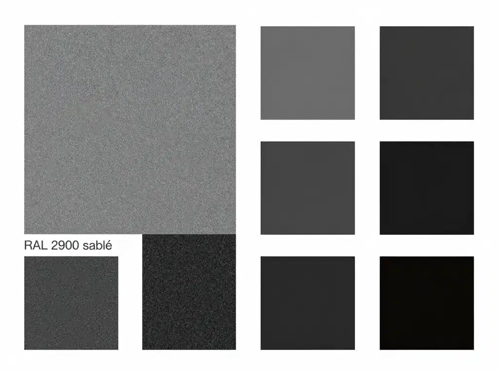 Diagramme texture ral 2900 sablé vs autres noirs
