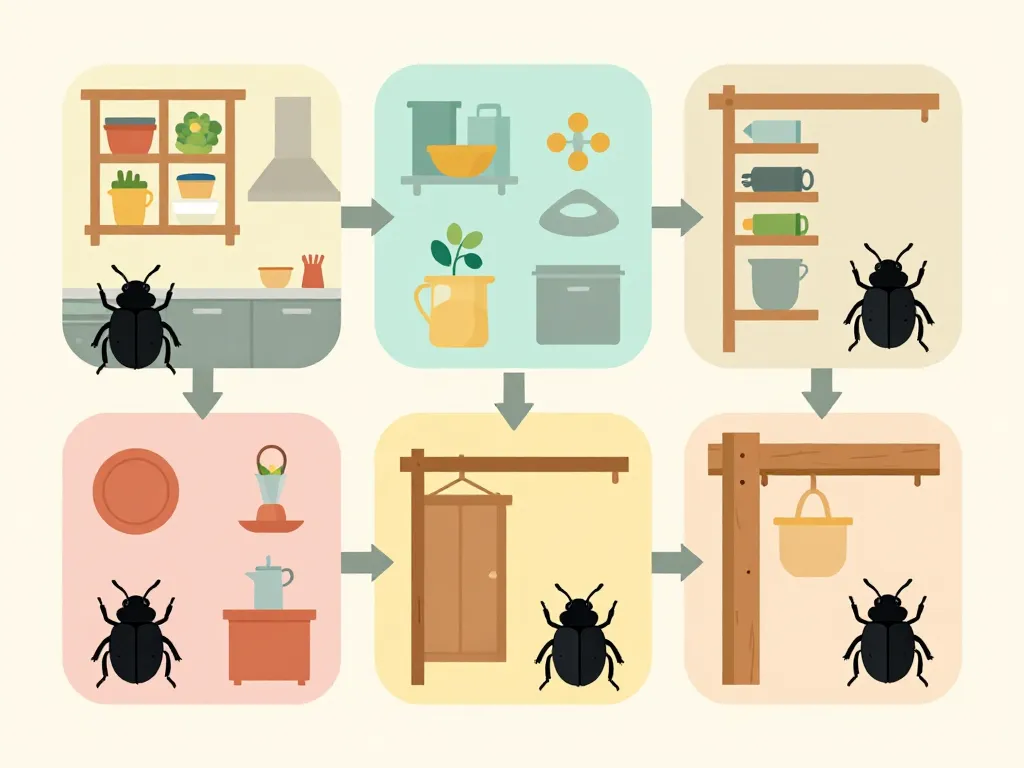 diagramme zones à risque scarabée noir dans la maison