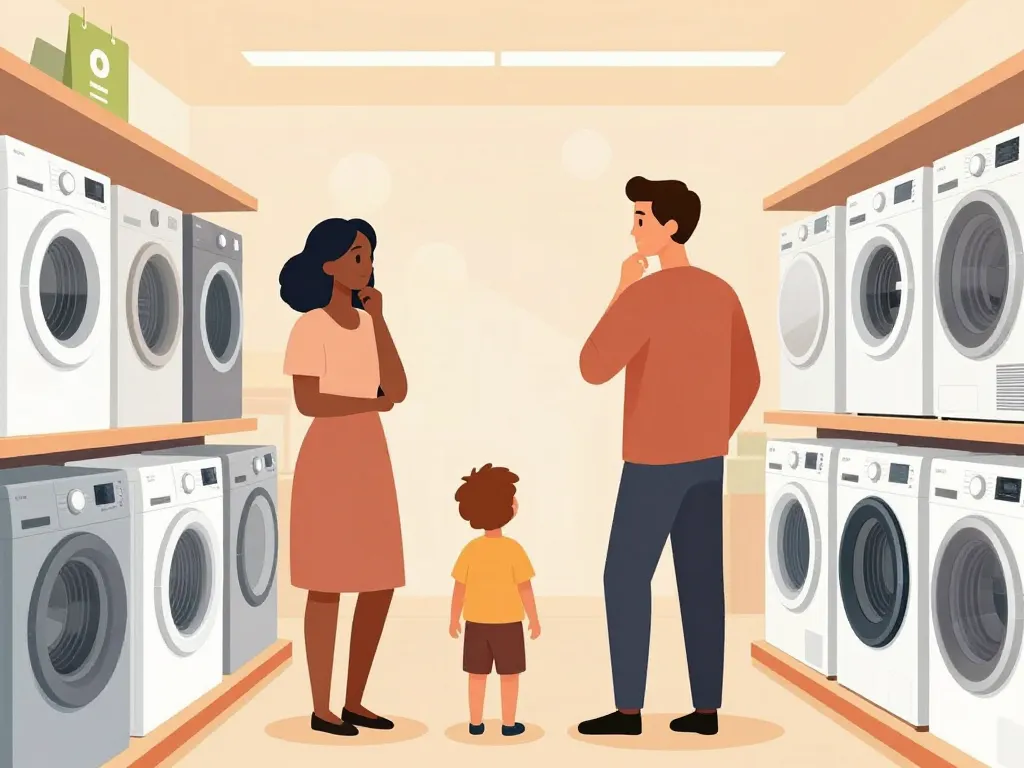 famille choisit seche linge black friday magasin