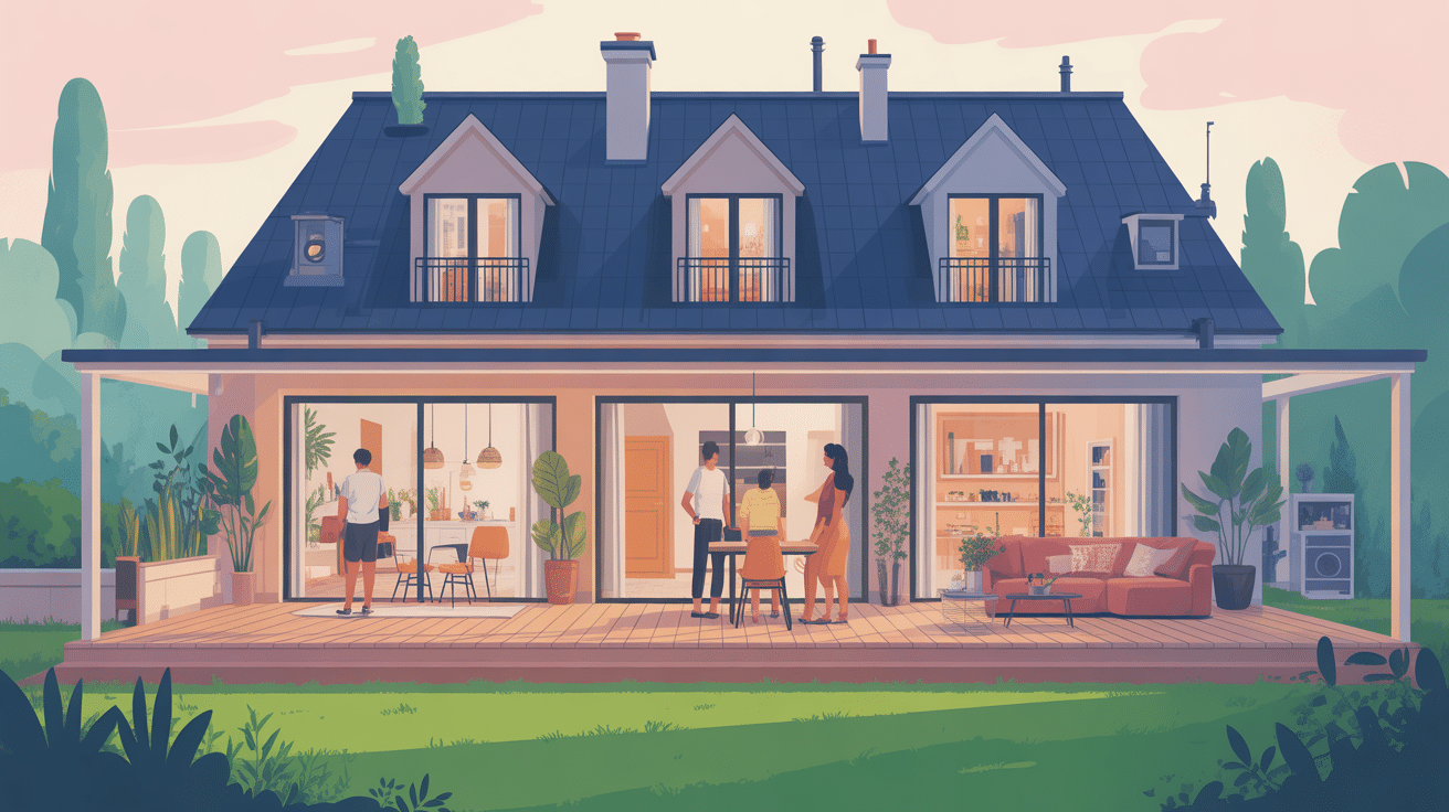 illustration toit terrasse maison moderne