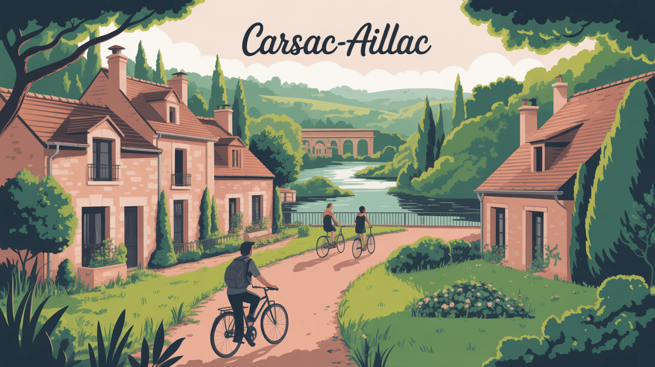 Carsac Aillac village Périgord Noir illustration SEO