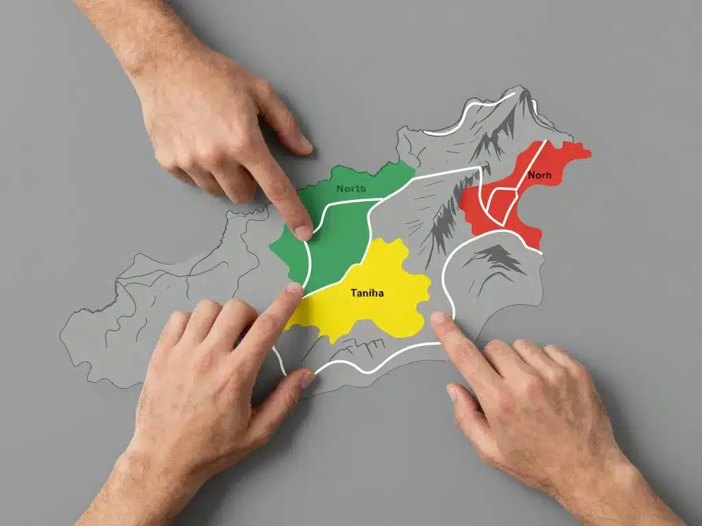 Diagramme lecture carte Tenerife zones et routes