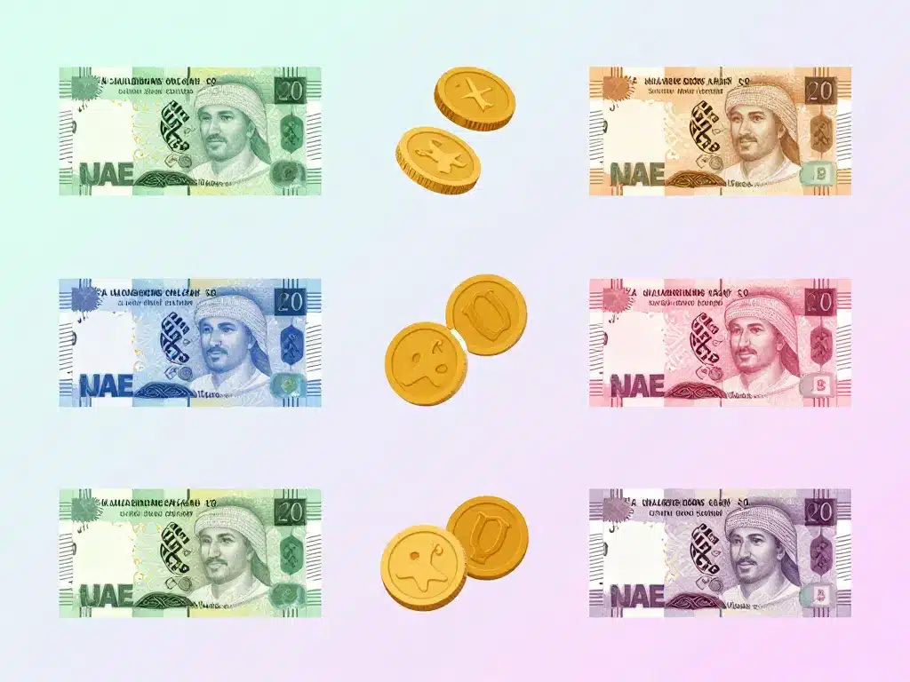 diagramme concept monnaie dubai billets pièces