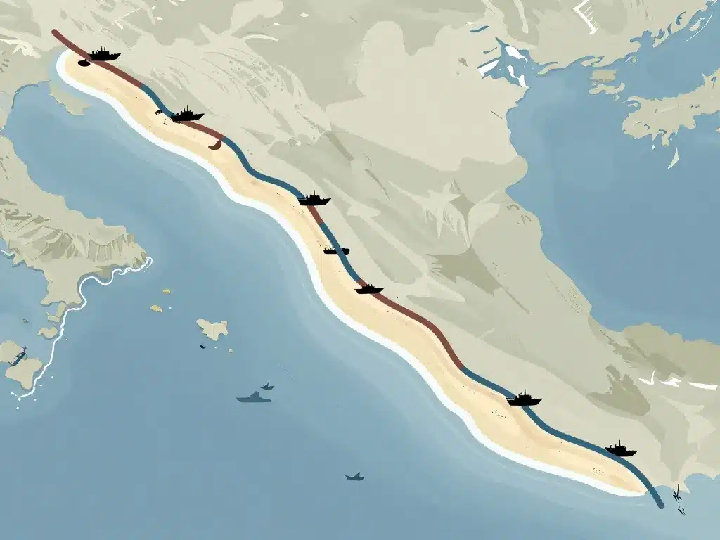 Carte symbolique des plages du débarquement Normandie