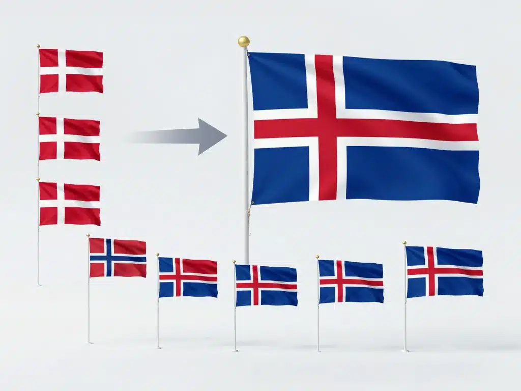 évolution drapeau islande chronologie graphisme