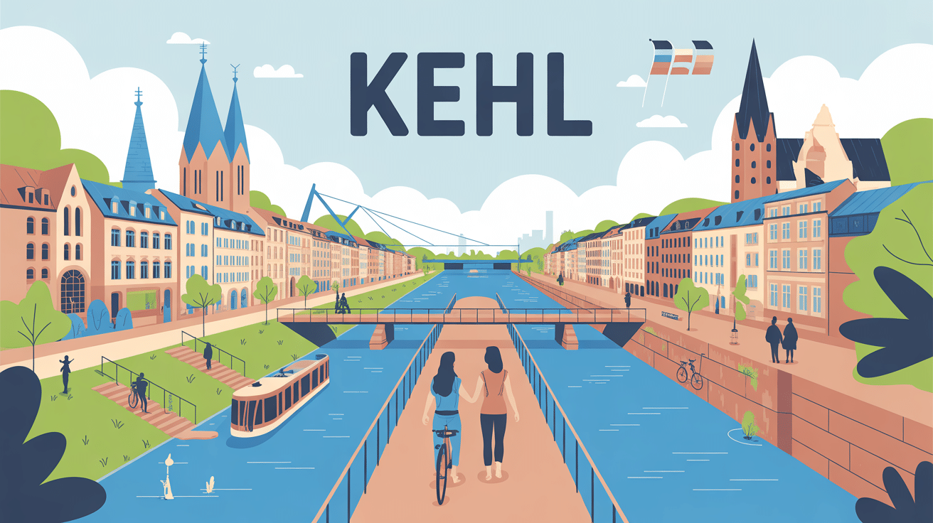 illustration moderne de kehl entre france et allemagne