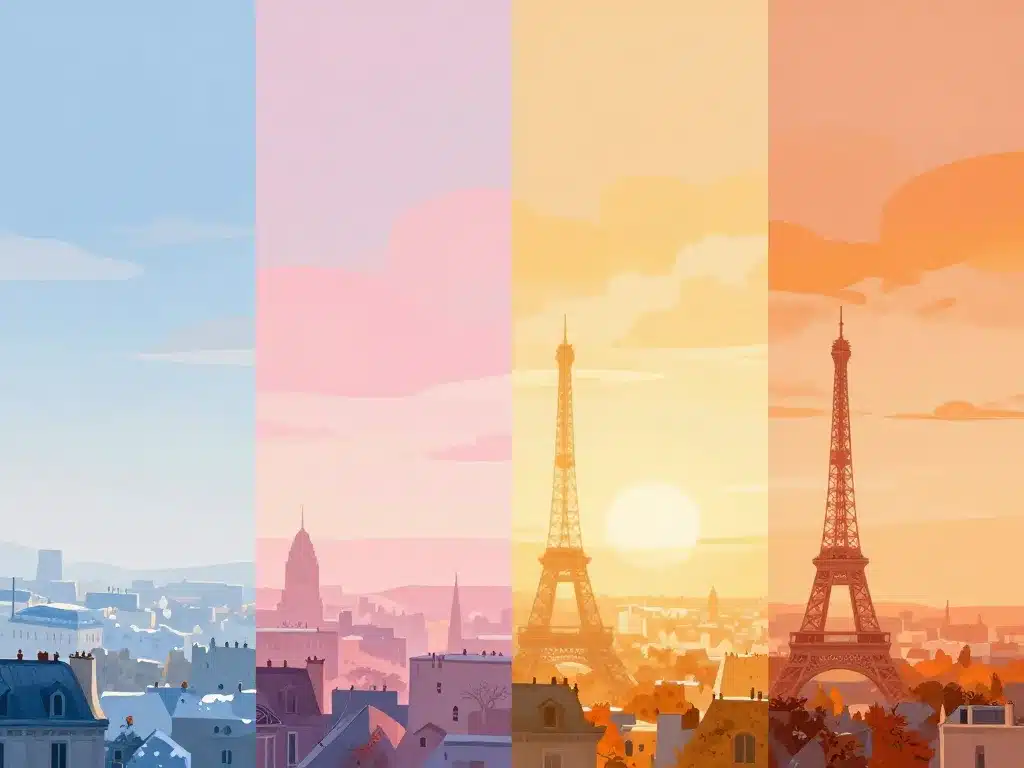 Lever du soleil Paris quatre saisons ambiance lumière