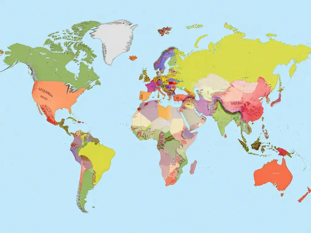 Carte pays en m selon continent langue population