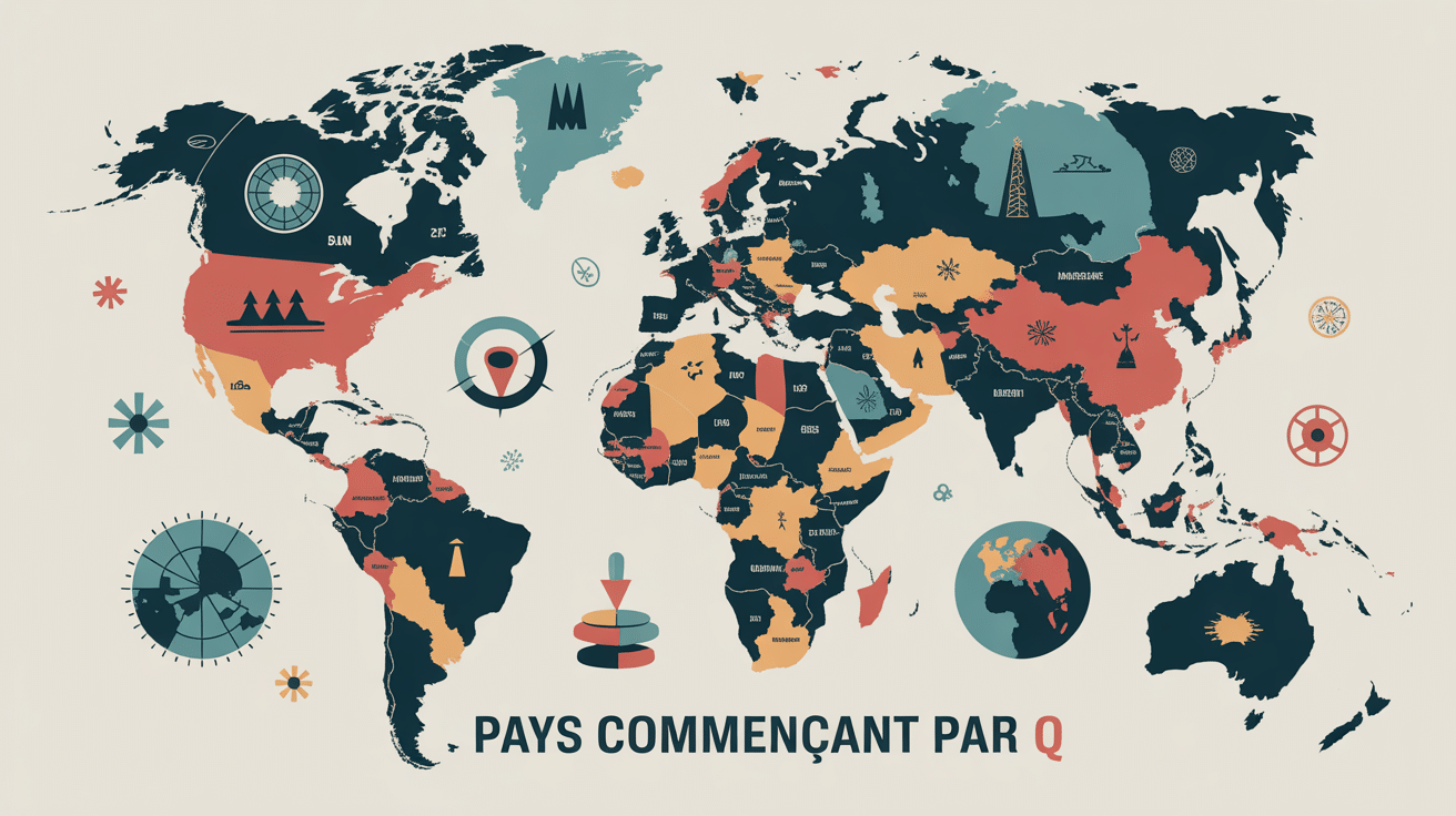 Pays en q carte stylisée mettant en avant le Qatar
