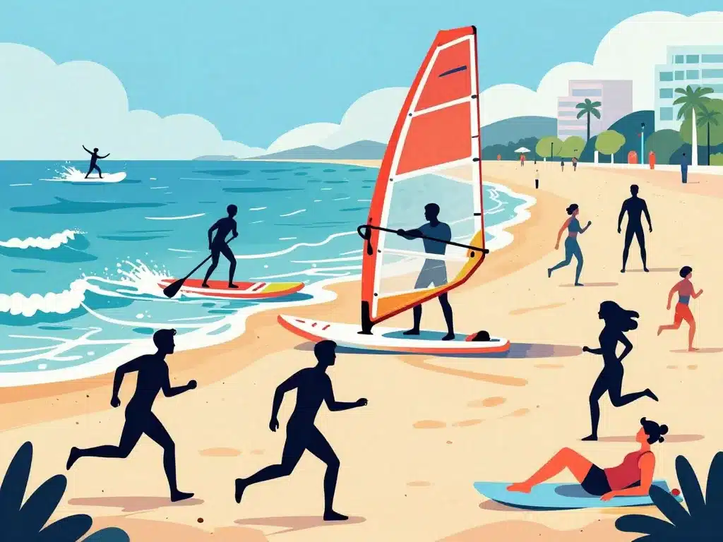 Scène dynamique d'activités plage du Havre