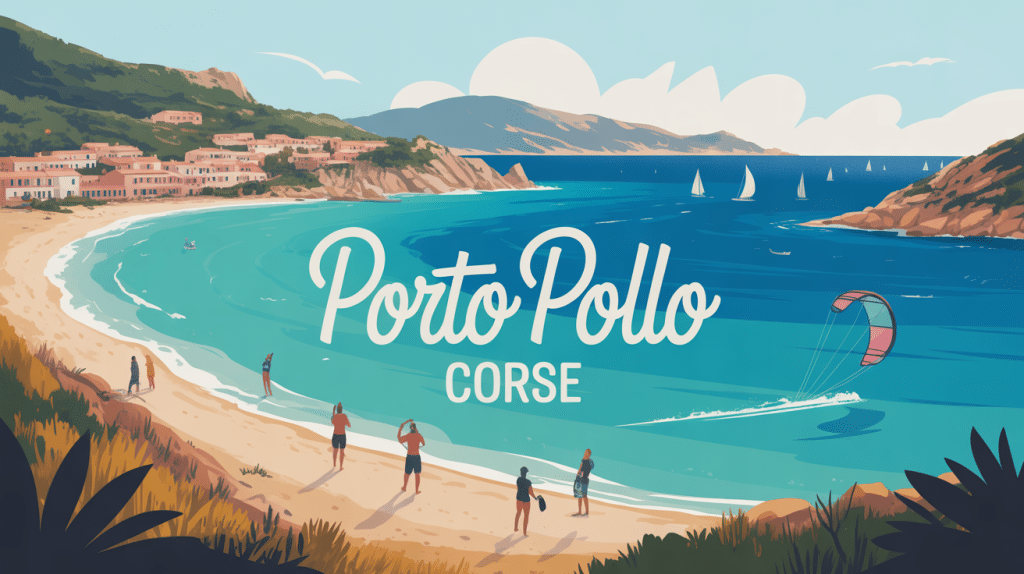 Porto Pollo Corse illustration village plage maquis