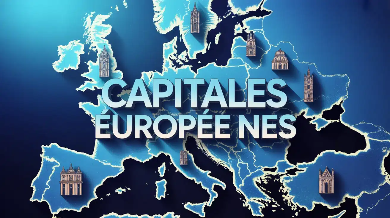 Illustration carte abstraite capitales européennes