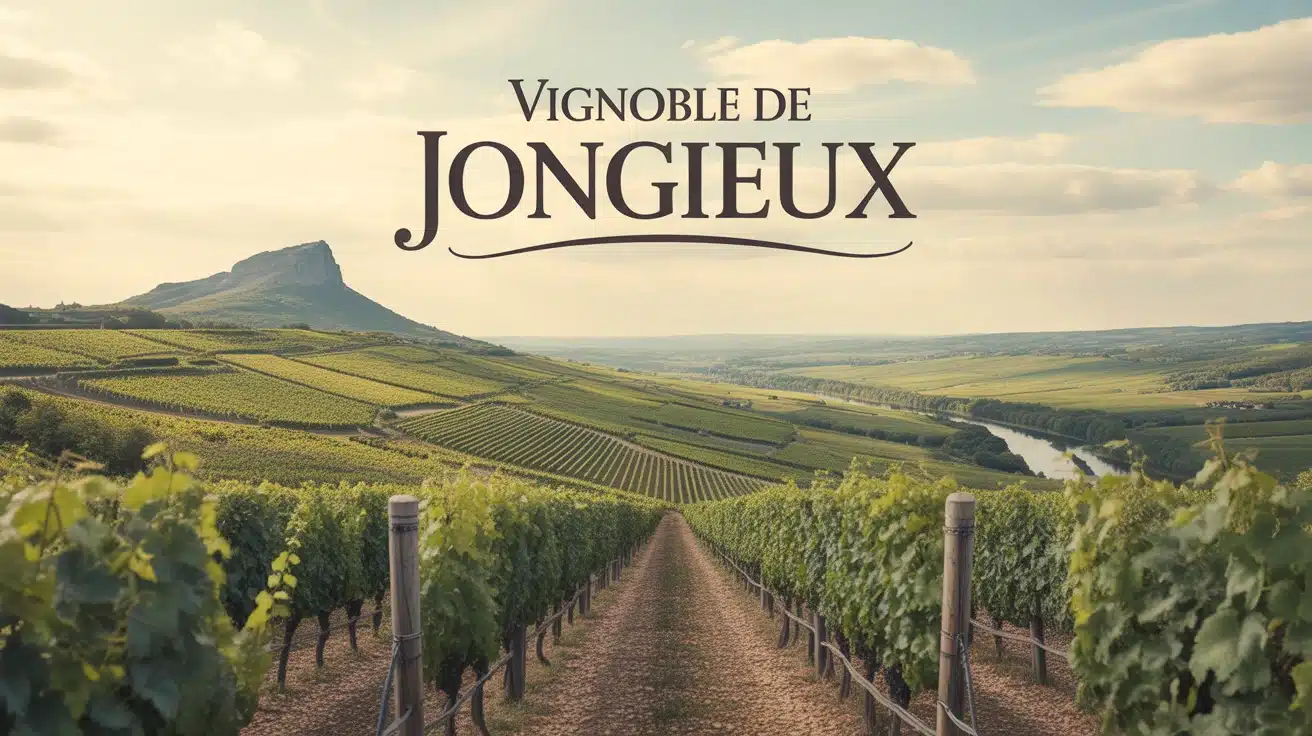 paysage stylisé du vignoble de Jongieux avec Mont de la Charvaz et Rhône