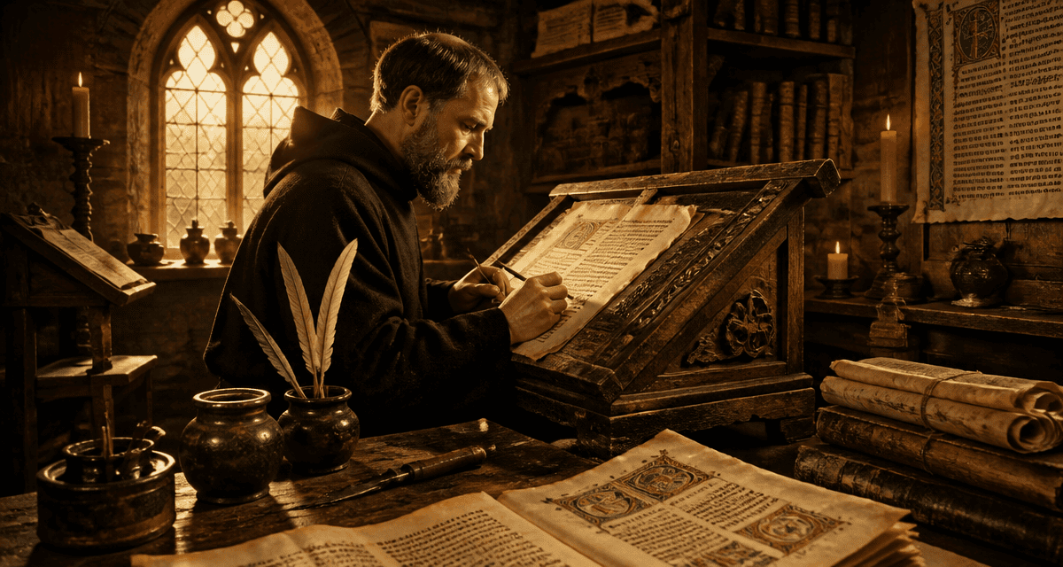 écriture au moyen age moine parchemin