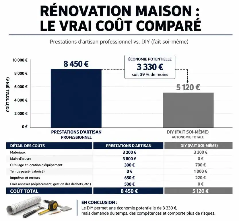 Comparatif des coûts entre artisan et auto-rénovation pour vos travaux de bricolage