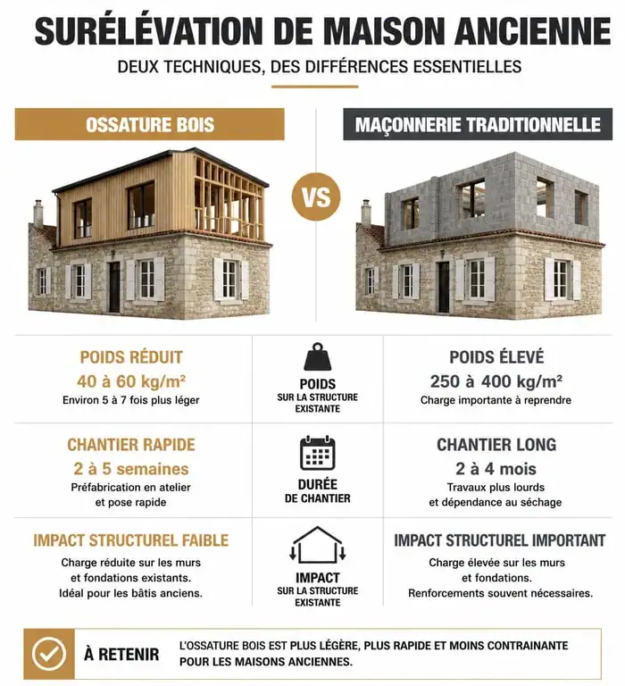 Comparatif technique des solutions de surélévation pour maison ancienne