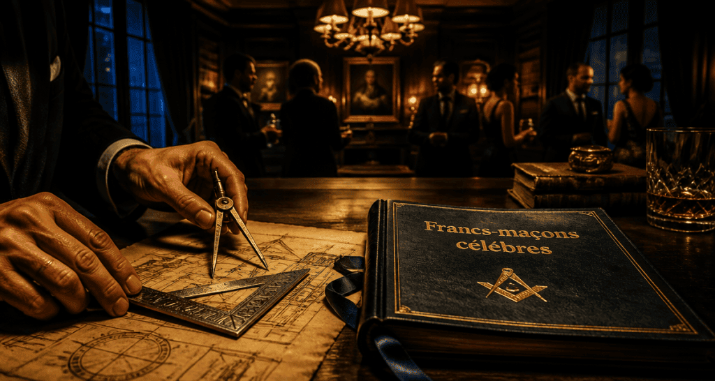 francs macons celebres aujourd'hui mains compas table