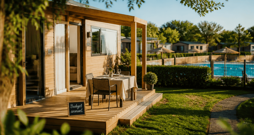 tarif location mobil home à lannée sur parcelle avec terrasse et piscine