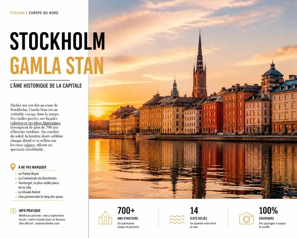 Vue panoramique de Gamla Stan à Stockholm pour un séjour de 3 jours