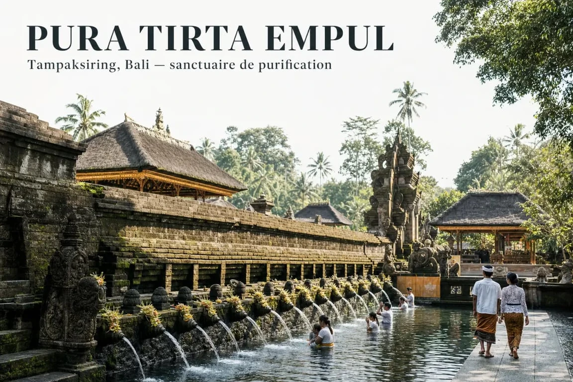 Pura Tirta Empul à Bali, temple d’eau avec bassins de purification à Tampaksiring