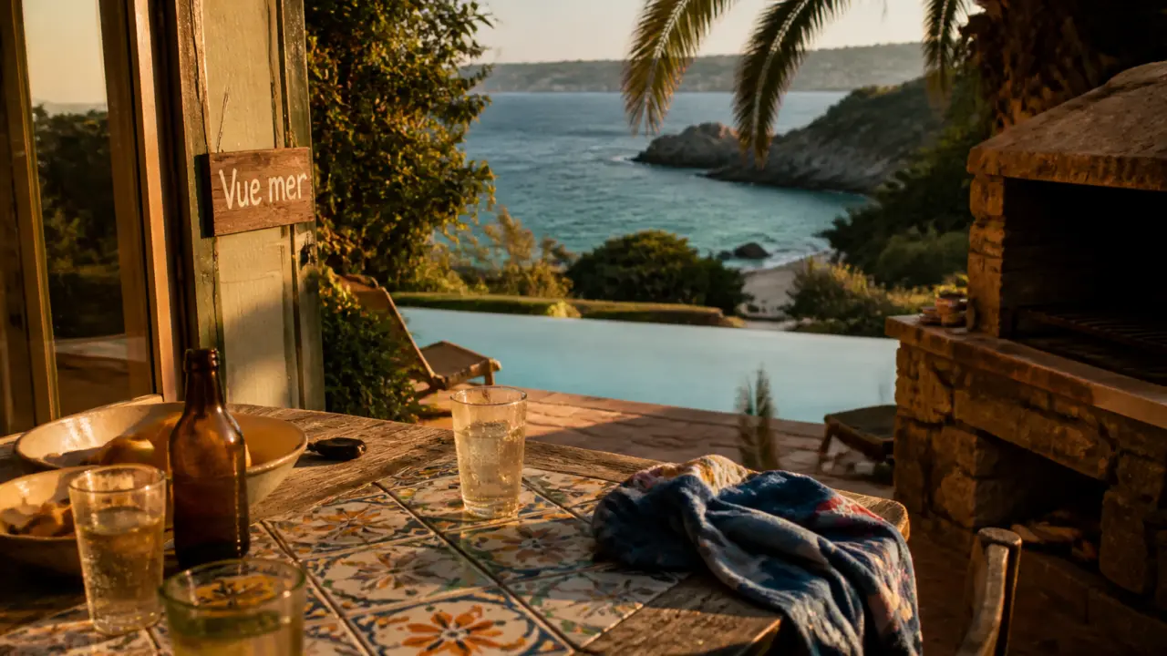 Corse location villa bord de mer : vue mer depuis terrasse