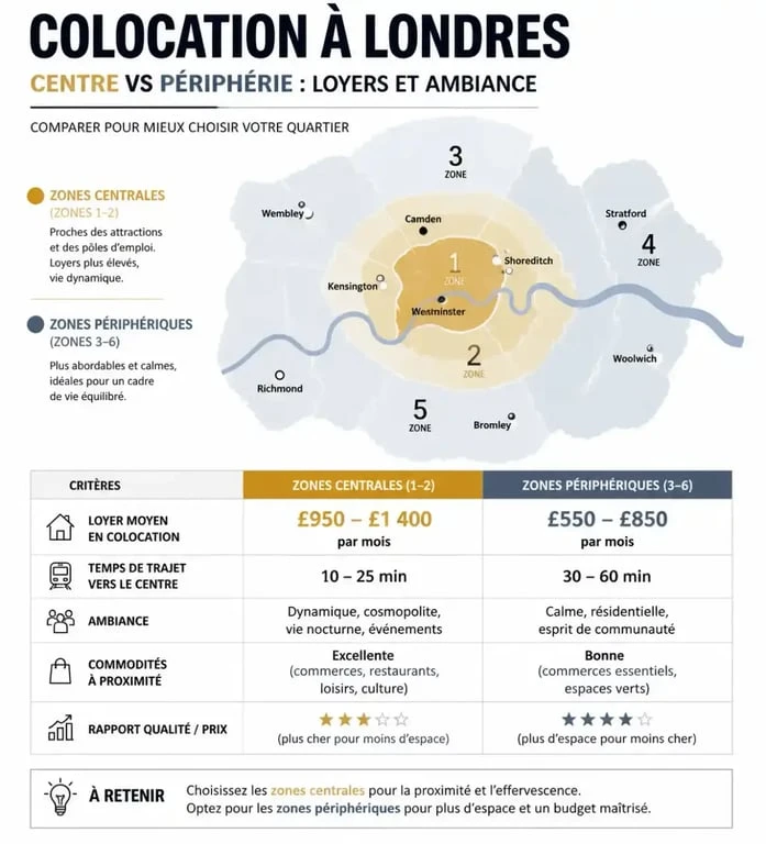 Comparatif des zones de colocation à Londres : loyers et avantages par quartier
