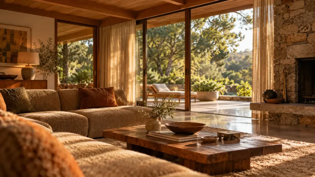 Maison californienne années 70 : du bois, des baies vitrées et un jardin pour horizon